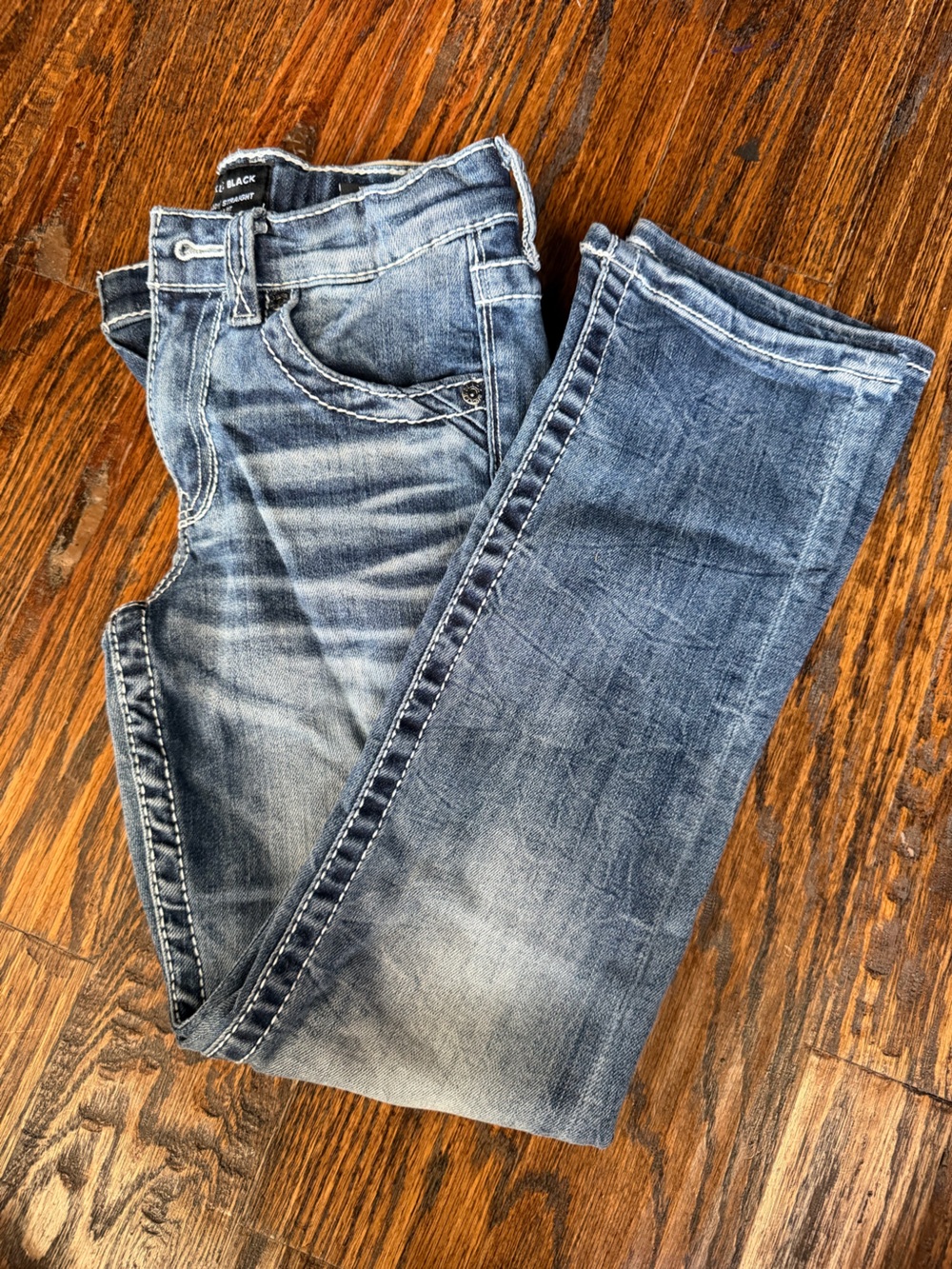 Boys Buckle Black Blue Washed Jeans